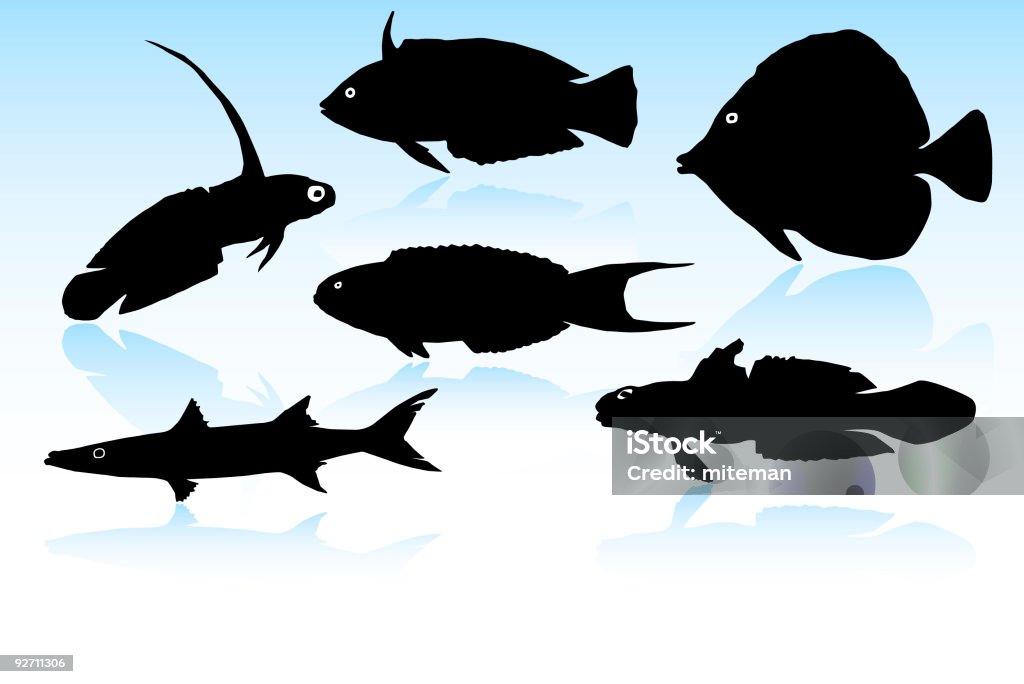 Silhouettes de poissons - clipart vectoriel de Contour libre de droits