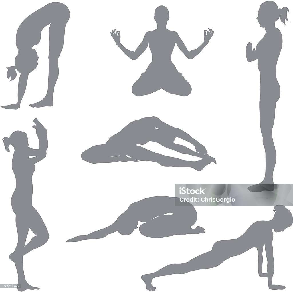 Posturas de ioga - Vetor de Silhueta royalty-free