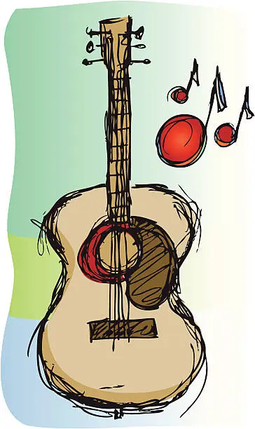 Vector illustration of guitar music vector