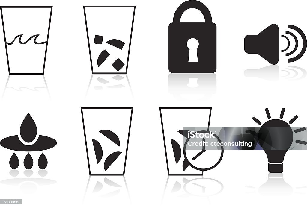 Kühlschrank Symbole: Black-Set - Lizenzfrei Bedienungsknopf Vektorgrafik