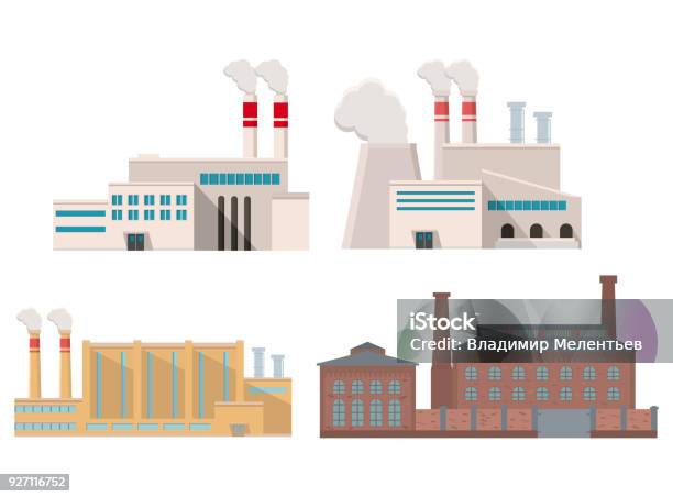 Ilustración de Fábrica Industrial Plana Estilo Vector Ilustración Planta O Fábrica Buildingroad De La Fachada De La Ventana De Árbol Edificio De La Fábrica De La Fabricación Concepto De Edificio Industrial y más Vectores Libres de Derechos de Fábrica