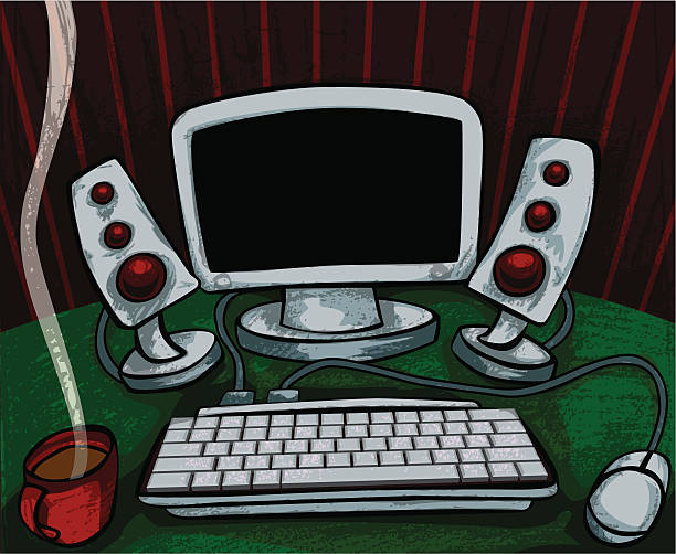 Desktop Computer vector art illustration
