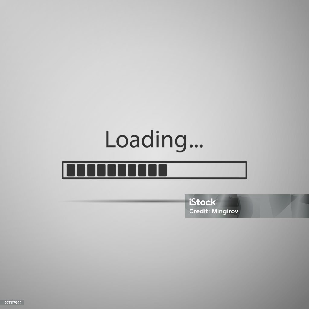Loading icon isolated on grey background. Progress bar icon. Flat design. Vector Illustration Downloading stock vector