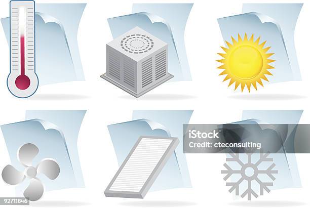 Klimatyzacja Ikony Dokumentu - Stockowe grafiki wektorowe i więcej obrazów Klimatyzator - Klimatyzator, Technika oświetleniowa, Kanał wentylacyjny