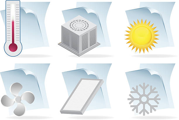 Air Conditioning Document Icons vector art illustration