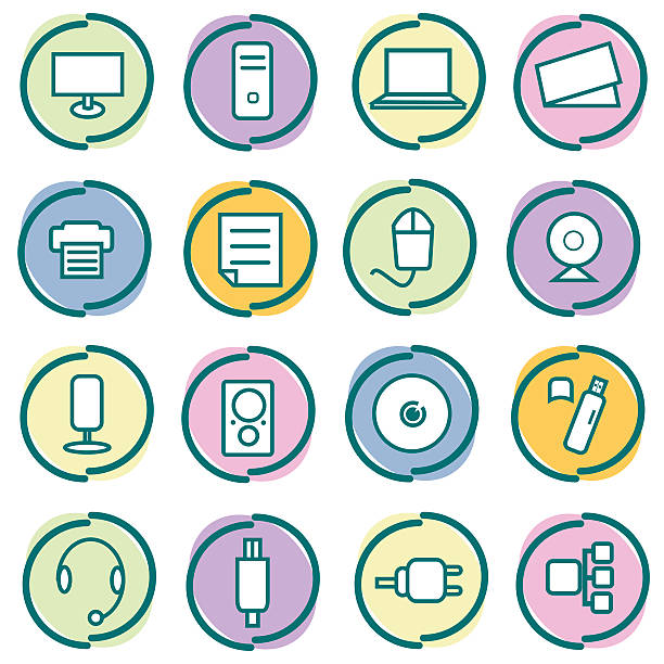 Funky Icons - Computer and Accessories vector art illustration