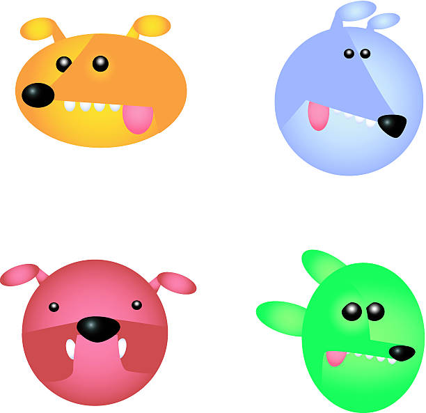 Four Cute Dogs vector art illustration