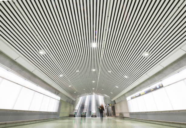 istock Train station platform escalators, Stockholm city 927120244