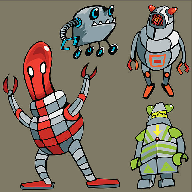 Sci-Fi Robots vector art illustration
