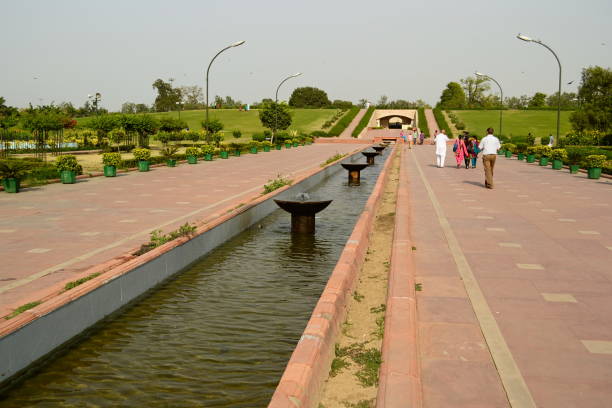 Raj Ghat memorial park dedicated to Mahatma Gandhi where he was cremated. Delhi, India