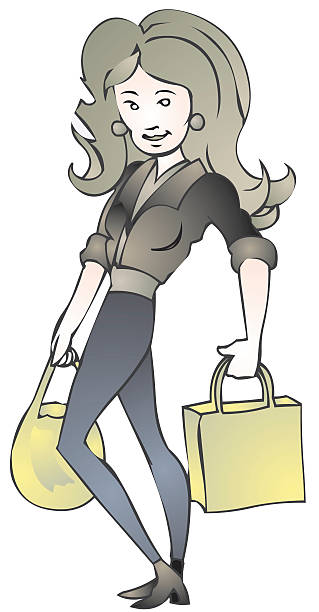 элегантная сумка-шоппер - earring customer retail shopping stock illustrations