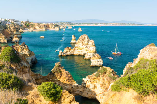 Amazing coast in Lagos in Algarve, Portugal Amazing view on atlantic ocean in south Portugal lagos portugal stock pictures, royalty-free photos & images
