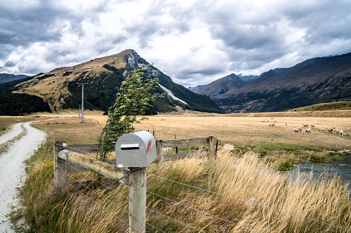 Classic mailbox in rural countryside