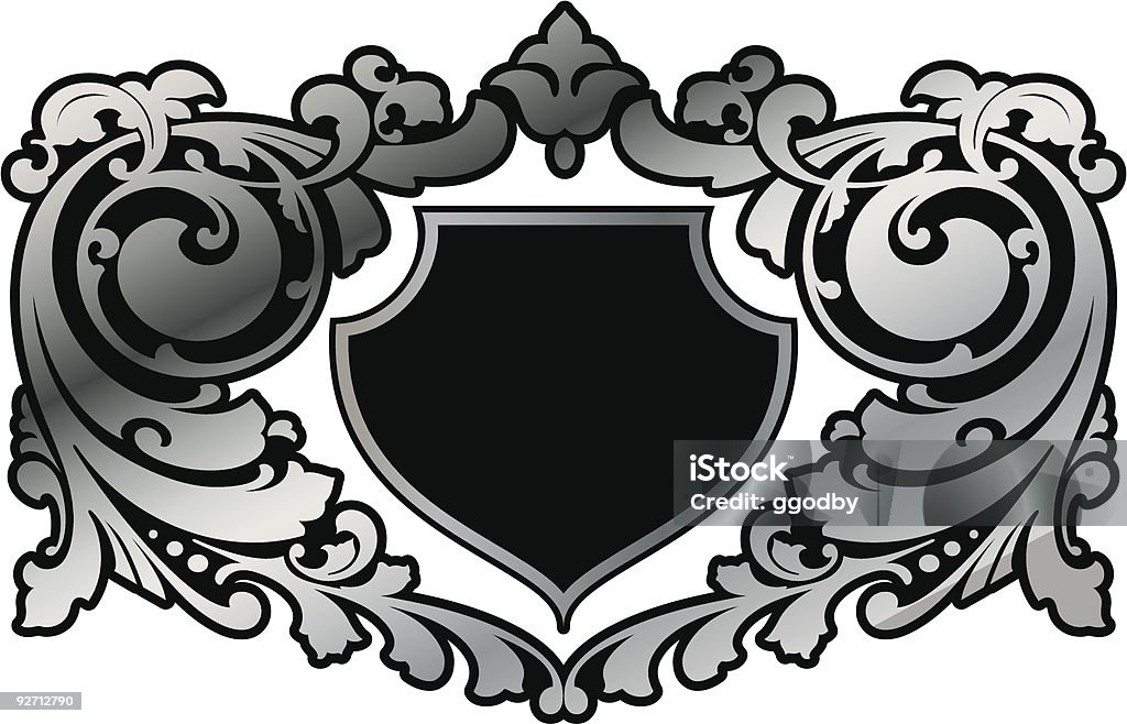 Shield com rolos-vetor - Vetor de Arte Deco royalty-free