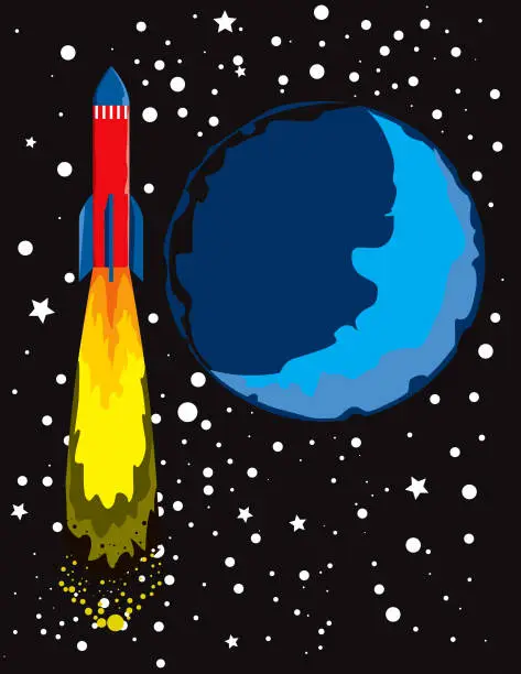 Vector illustration of Blue Moon Rocket