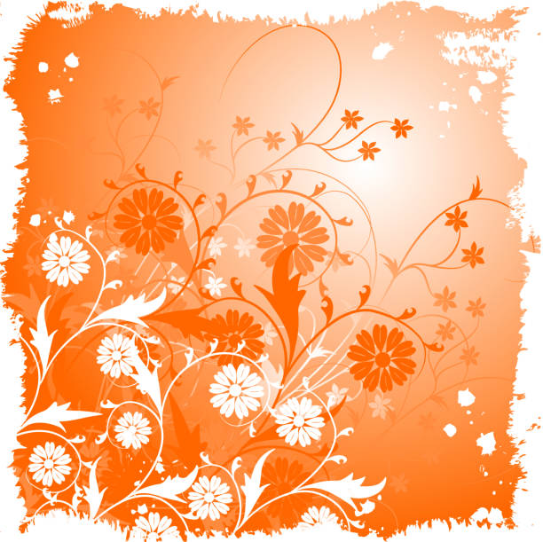 kwiatowy tło grunge, wektor - scroll shape flower floral pattern grunge stock illustrations