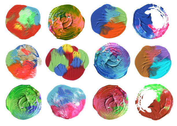 istock Circle acrylic and watercolor painted background. Paper texture. Isolated. Collection. 927131742