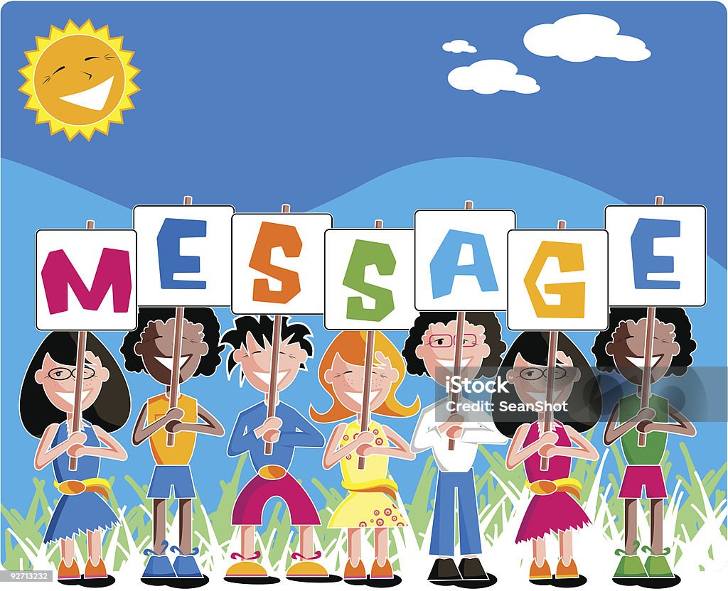 Crianças de mensagem - Vetor de 6-7 Anos royalty-free
