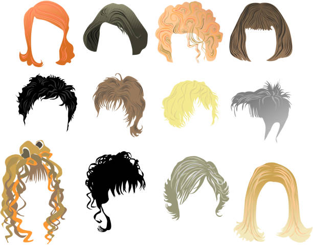 stockillustraties, clipart, cartoons en iconen met hairstyles - kort haar