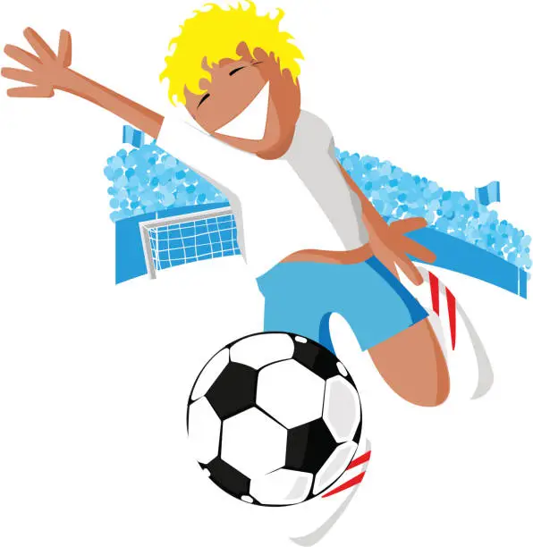 Vector illustration of Child soccer shoot