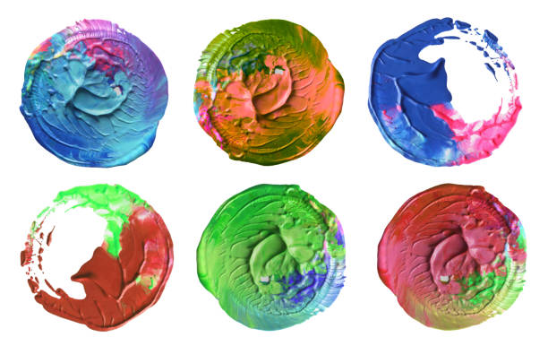 istock Abstract acrylic and watercolor circle painted background. Isolated. 927135304