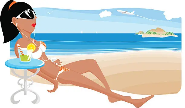 Vector illustration of sun holiday relax