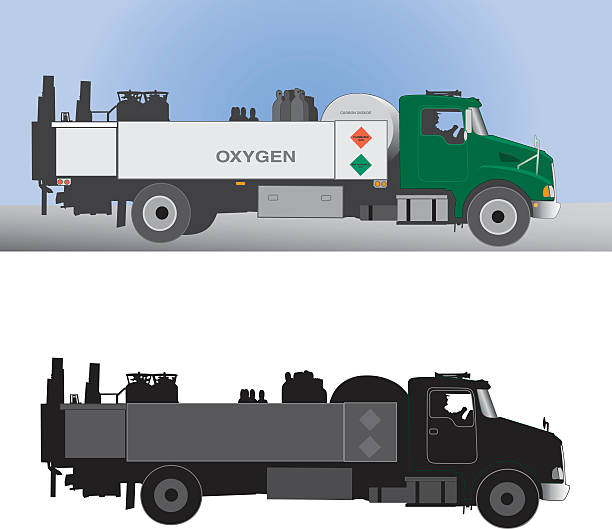 Delivery Truck with driver: Oxygen /Gas vector art illustration