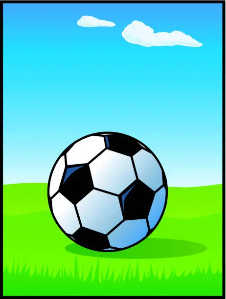 Vector illustration of Soccer scene, green field