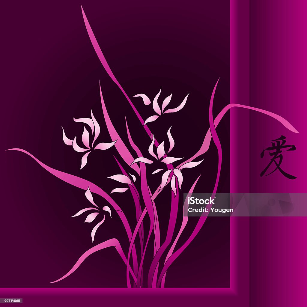 Wild orchid no estilo chinês (vector - Vetor de Amor royalty-free
