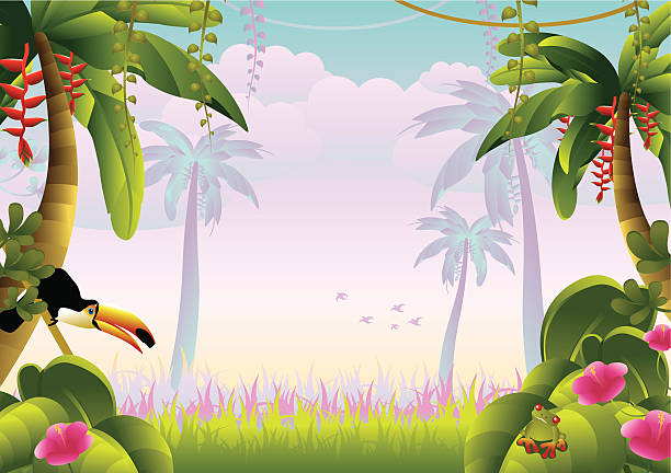 Tropical Jungle With Macaw Stock Illustration - Download Image Now -  Tropical Rainforest, Rainforest, Bird - iStock
