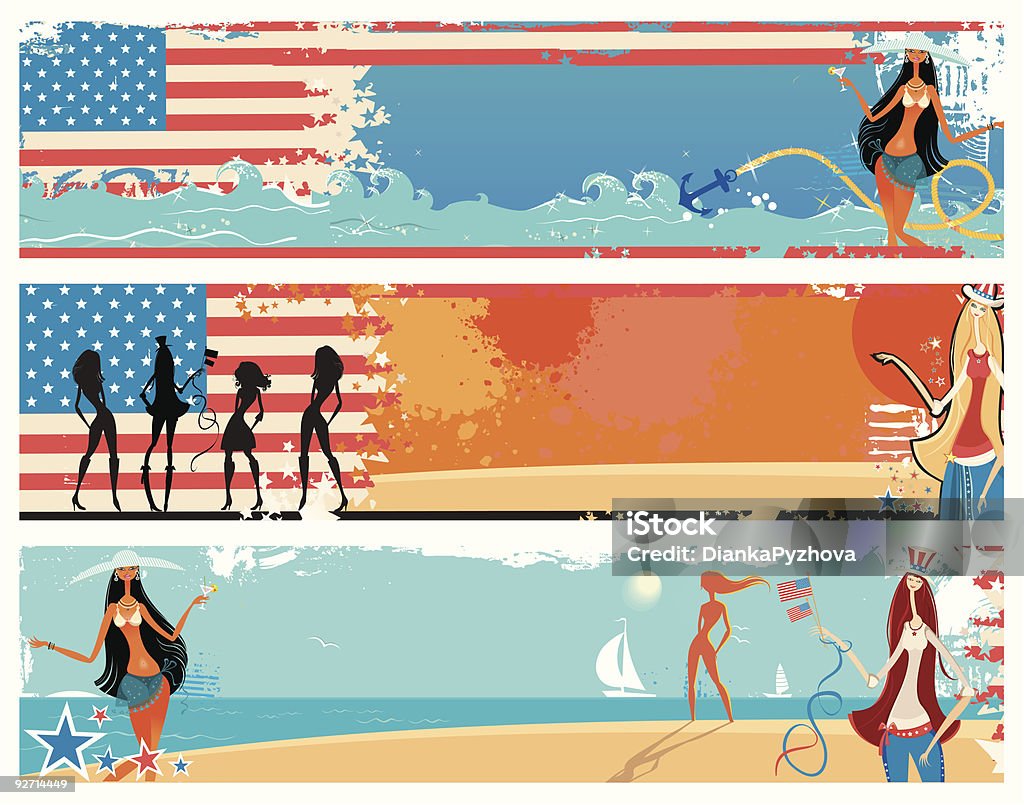 banners de Patriota Americano férias. - Vetor de 4 de Julho royalty-free