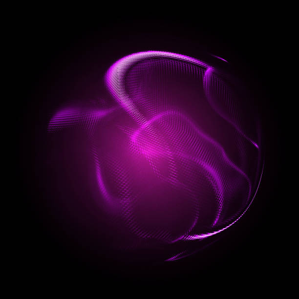 Purple glowing orb isolated on black background stock photo