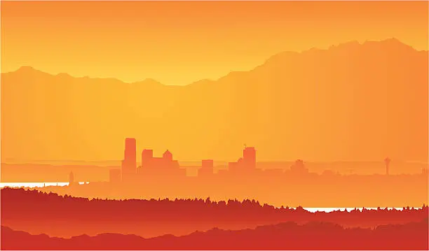 Vector illustration of Vector - Seattle Skyline from afar