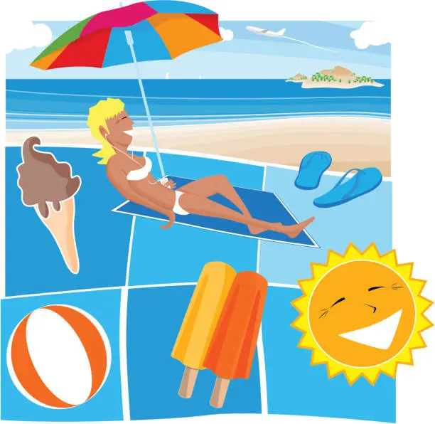 Vector illustration of Summer sea sun