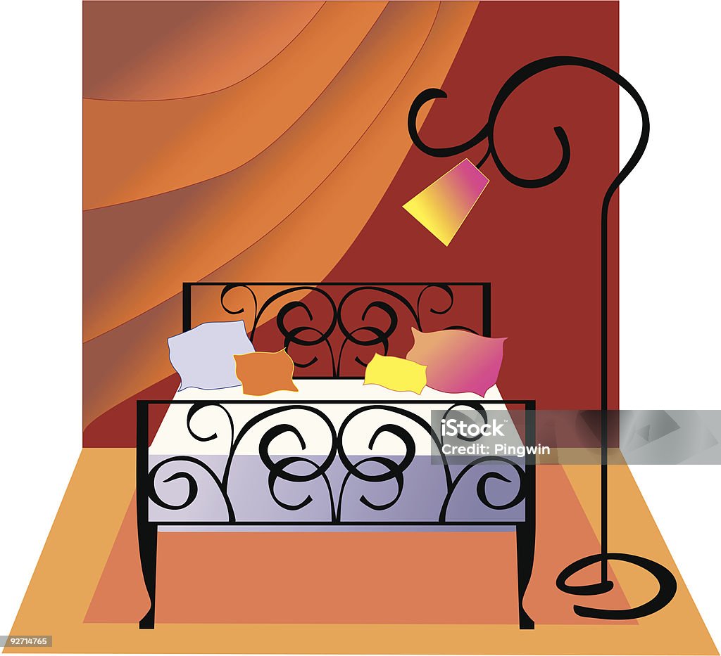 Dormitorio - arte vectorial de Cama libre de derechos