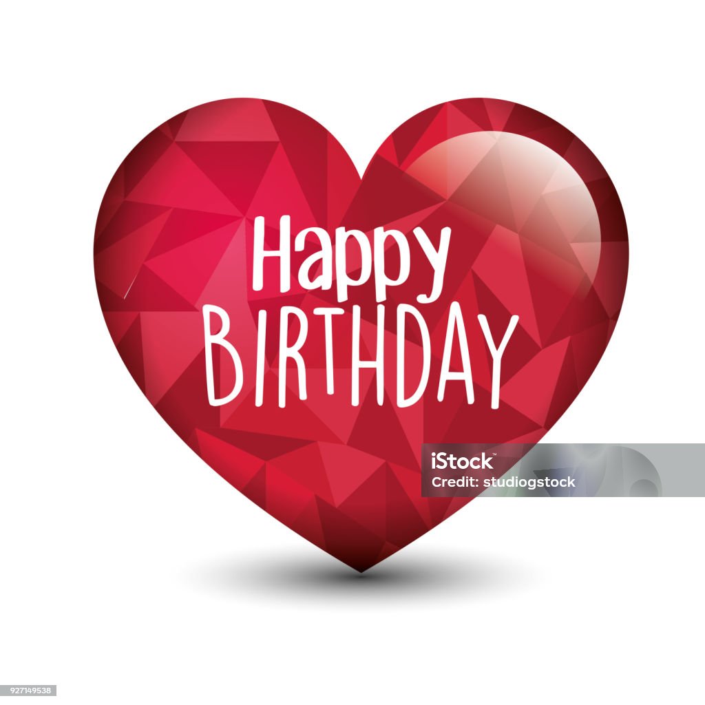 Happy Birthday Card With Heart Love Stock Illustration - Download ...