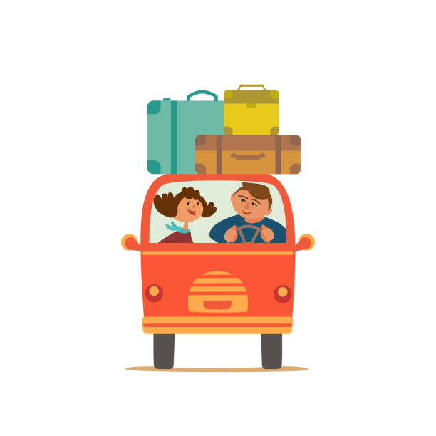 illustrazioni stock, clip art, cartoni animati e icone di tendenza di viaggiare in auto - bus family travel destinations women