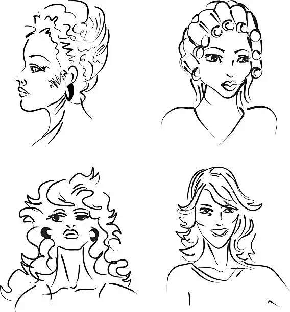 Vector illustration of Sketchy Style Women