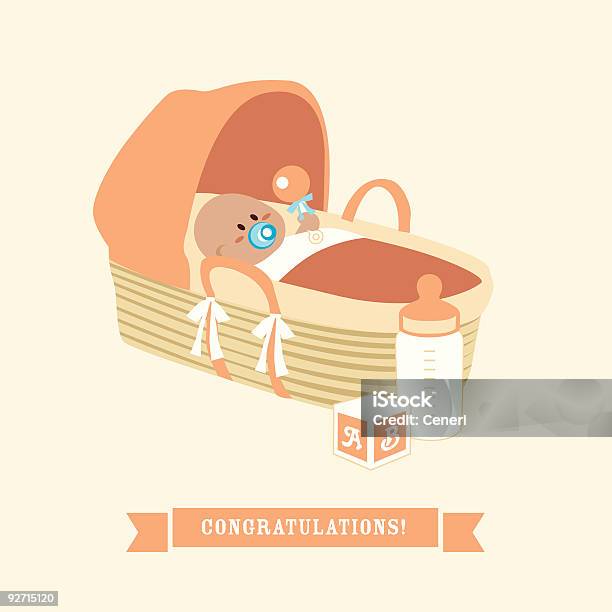 Ilustración de Fiesta Prenatal y más Vectores Libres de Derechos de Bebé - Bebé, Cuna, Cesta