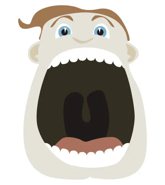 Vector illustration of Cartoon man with his mouth wide open