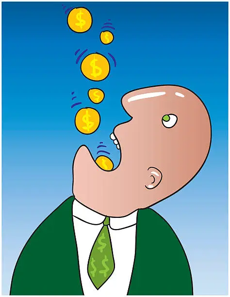 Vector illustration of swallowing money