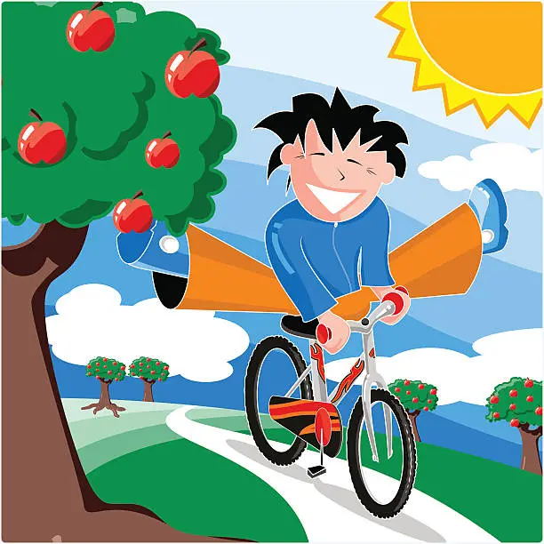Vector illustration of spring happy bike