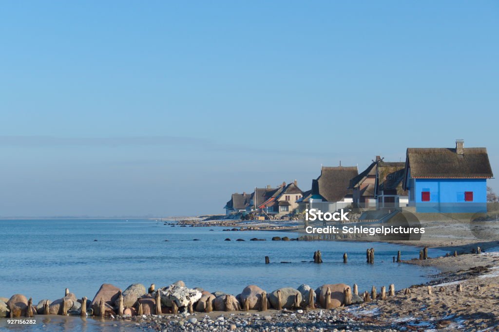 house thatched roof house thatched roof ocean baltic sea Baltic Sea Stock Photo