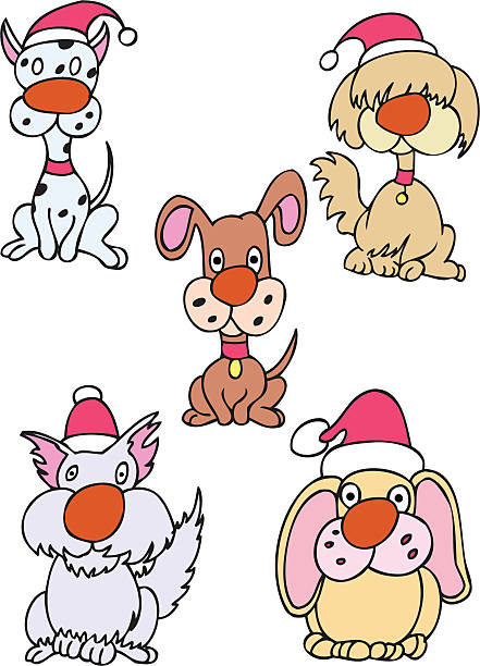 рождество красный nosed собак - red nosed illustrations stock illustrations