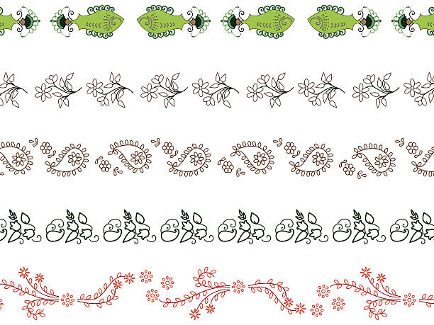 henna grenze design - henna tattoo stock-grafiken, -clipart, -cartoons und -symbole