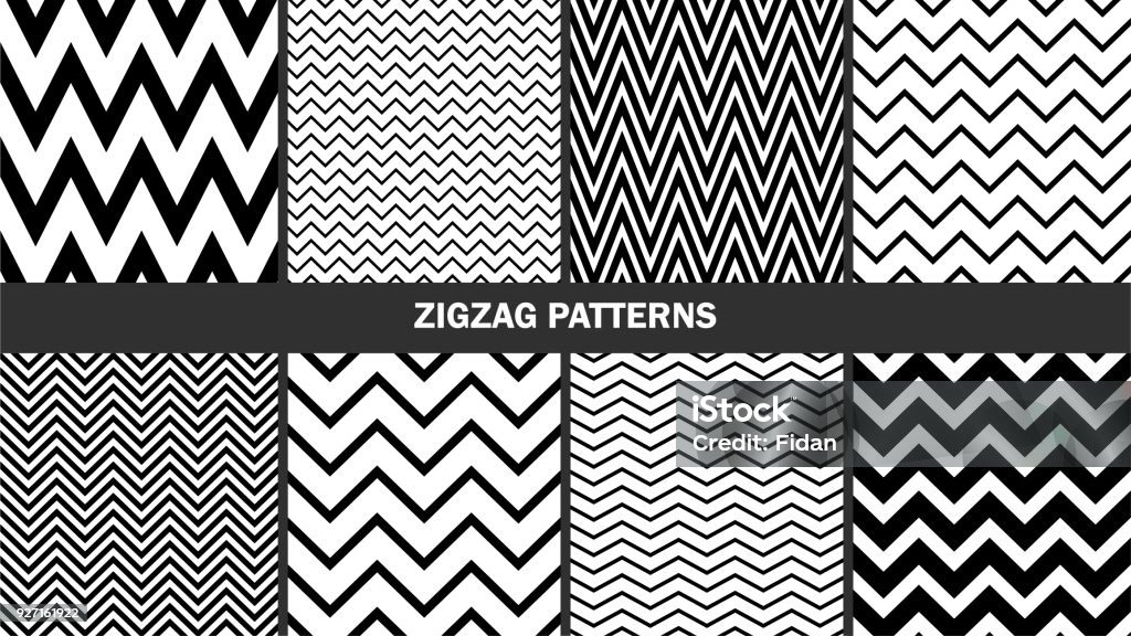 Set di motivi a zig-zag / Grafica elegante sfondi vettoriali senza soluzione di continuità / Modelli classici - arte vettoriale royalty-free di Zigzag