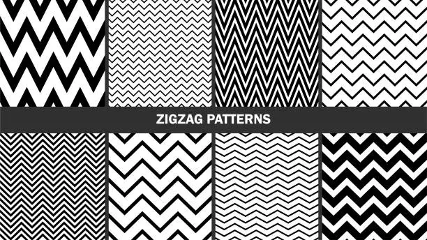 Vector illustration of Set of zigzag patterns/ Graphic stylish seamless vector backgrounds/ Classic patterns