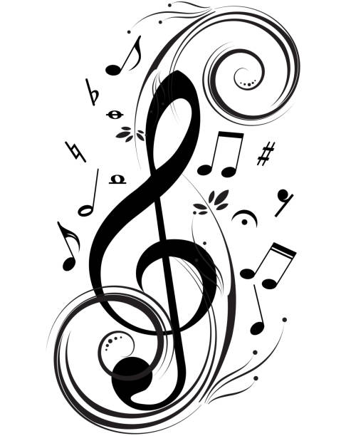 музыка отмечает — симфония жизни - sheet music music musical note pattern stock illustrations