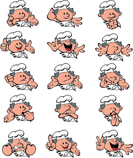 set of chefs vector art illustration