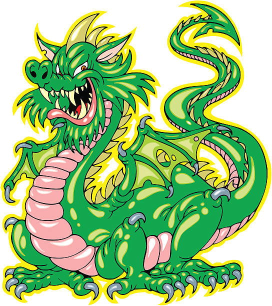 green dragon vector art illustration